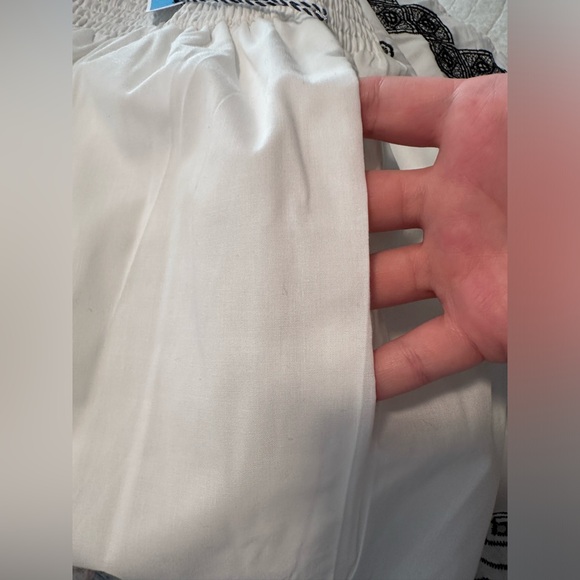 Draper James Geo Embroidered Midi Skirt Womens L Black & White A-Line Smocked - Picture 14 of 16